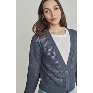 Elizabeth and James Blue Open Knit Cardigan Sweater XS